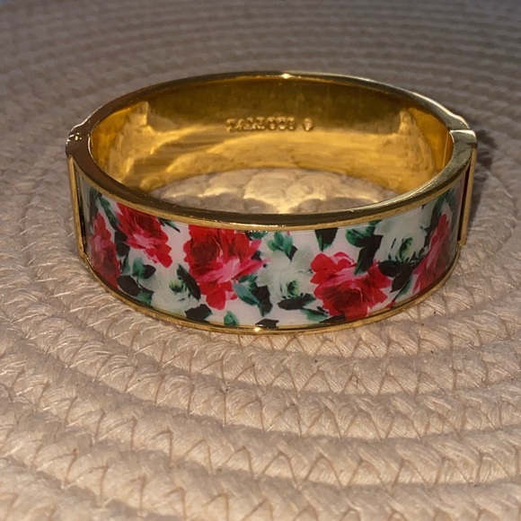 Talbots Jewelry - Talbots Gold and Floral Hinged Bangle Bracelet